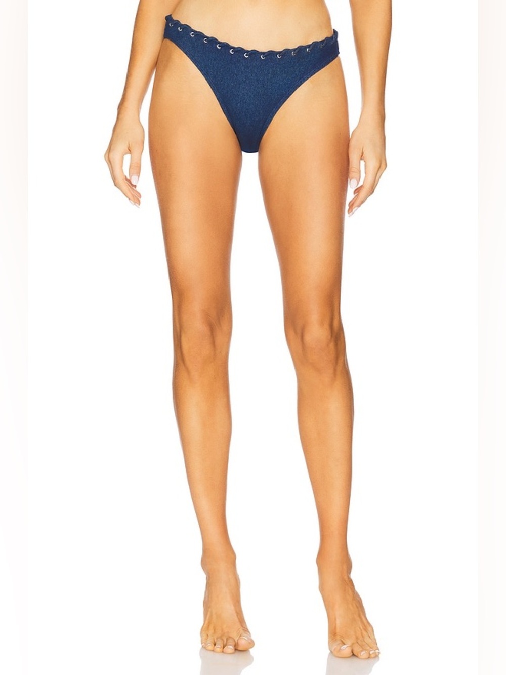 New! Good American Bikini Bottom in Denim Rinse Size Medium 34400